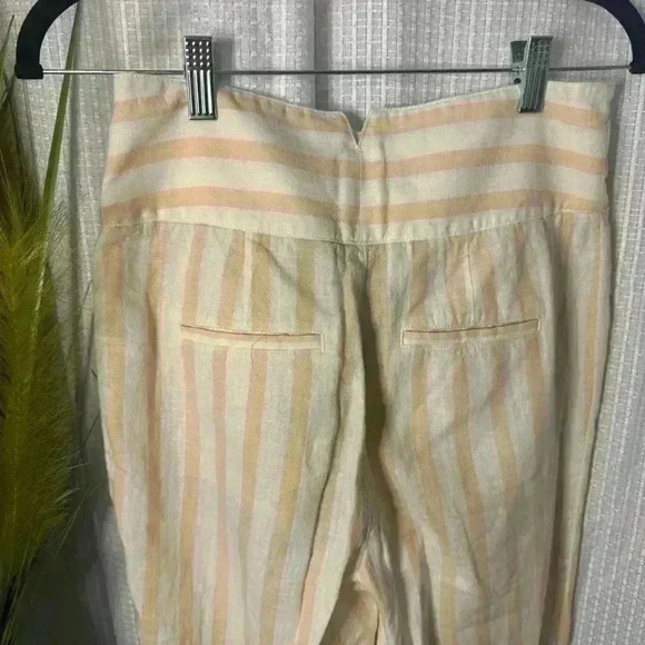 Anthropologie Women’s Size 2 Oasis Striped High-rise Linen Pants in Peach/Cream - Picture 8 of 15